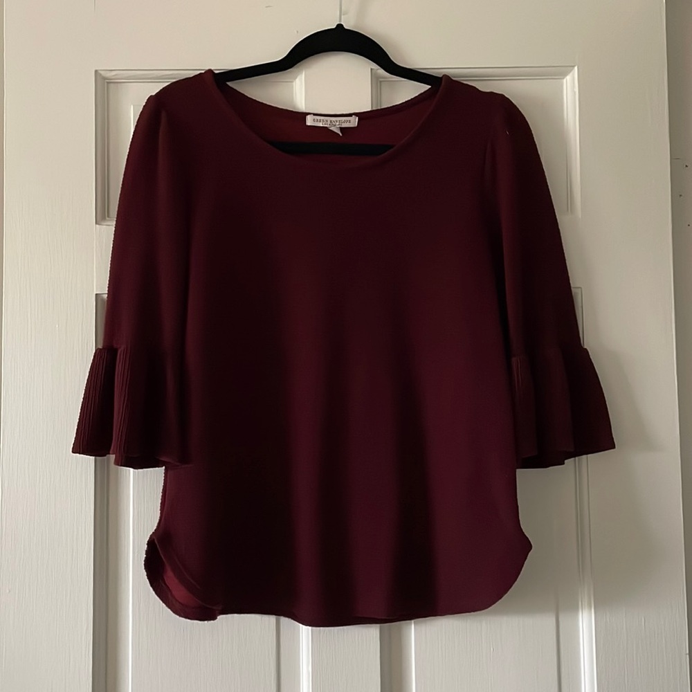 Burgundy Half Sleeve Knit Top